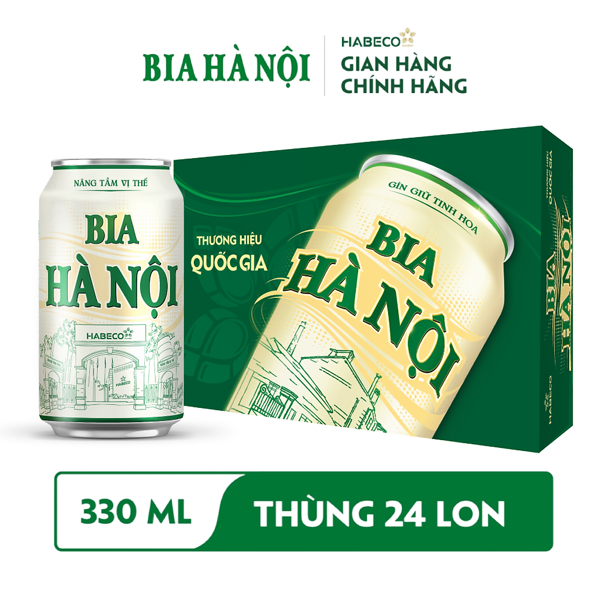 Bia Hà Nội Nhãn Xanh - Thùng 24 lon 330ml