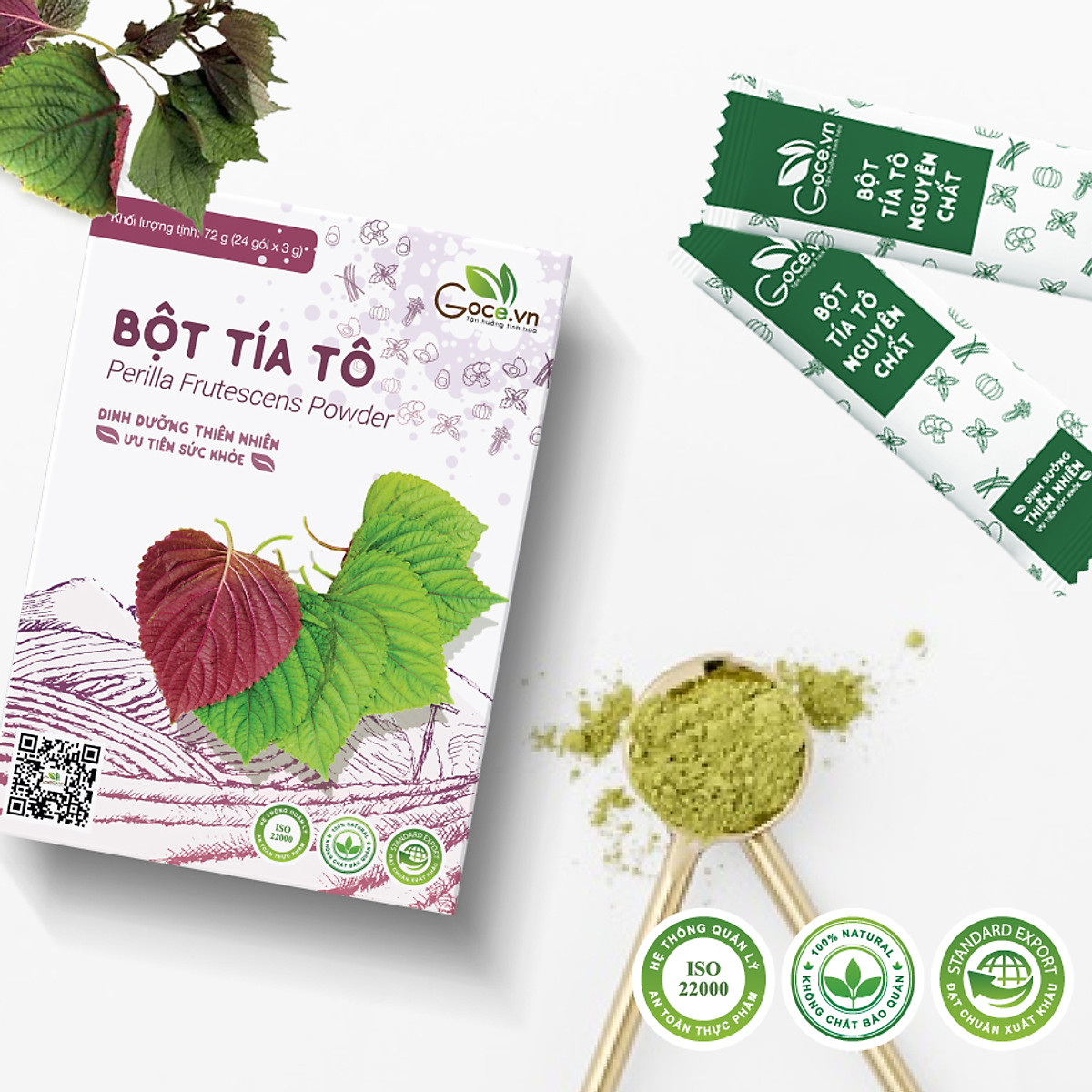 Bột tía tô nguyên chất Goce - 72g (24 gói x 3g)