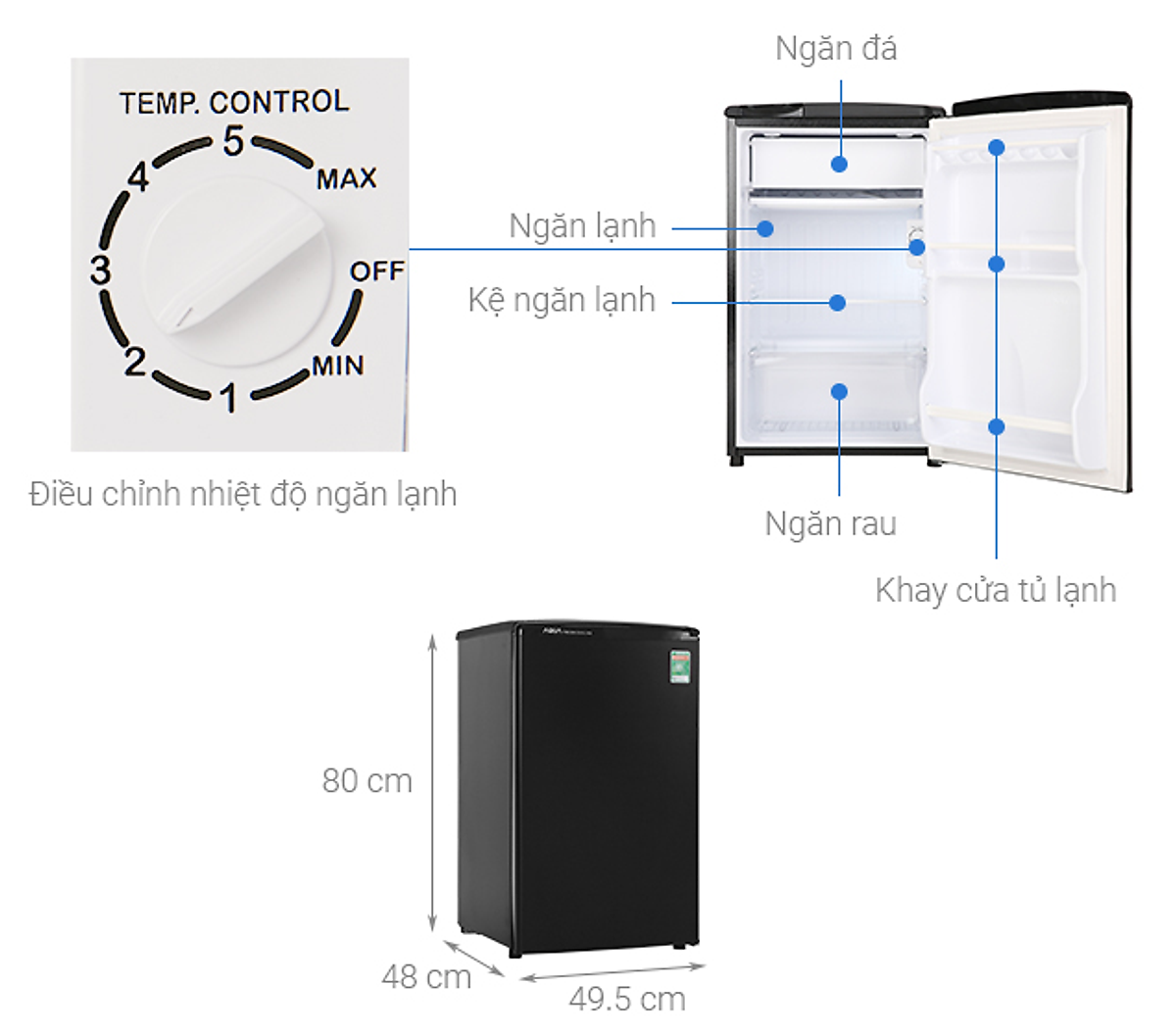 Tủ lạnh Aqua 90 lít AQR-D99FA(BS)