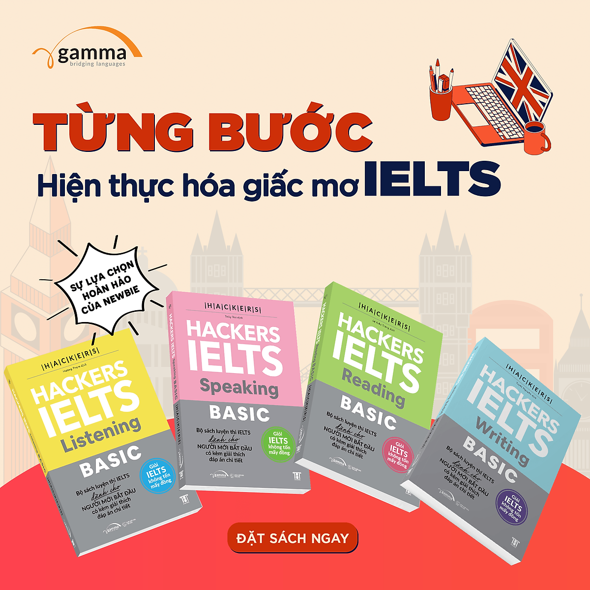 Combo 4 Cuốn: Bộ Hackers IELTS Basic