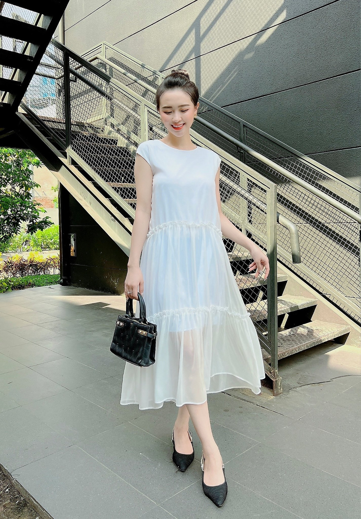 ĐẦM MAXI OVERSIZE NHÚN TẦNG – M03