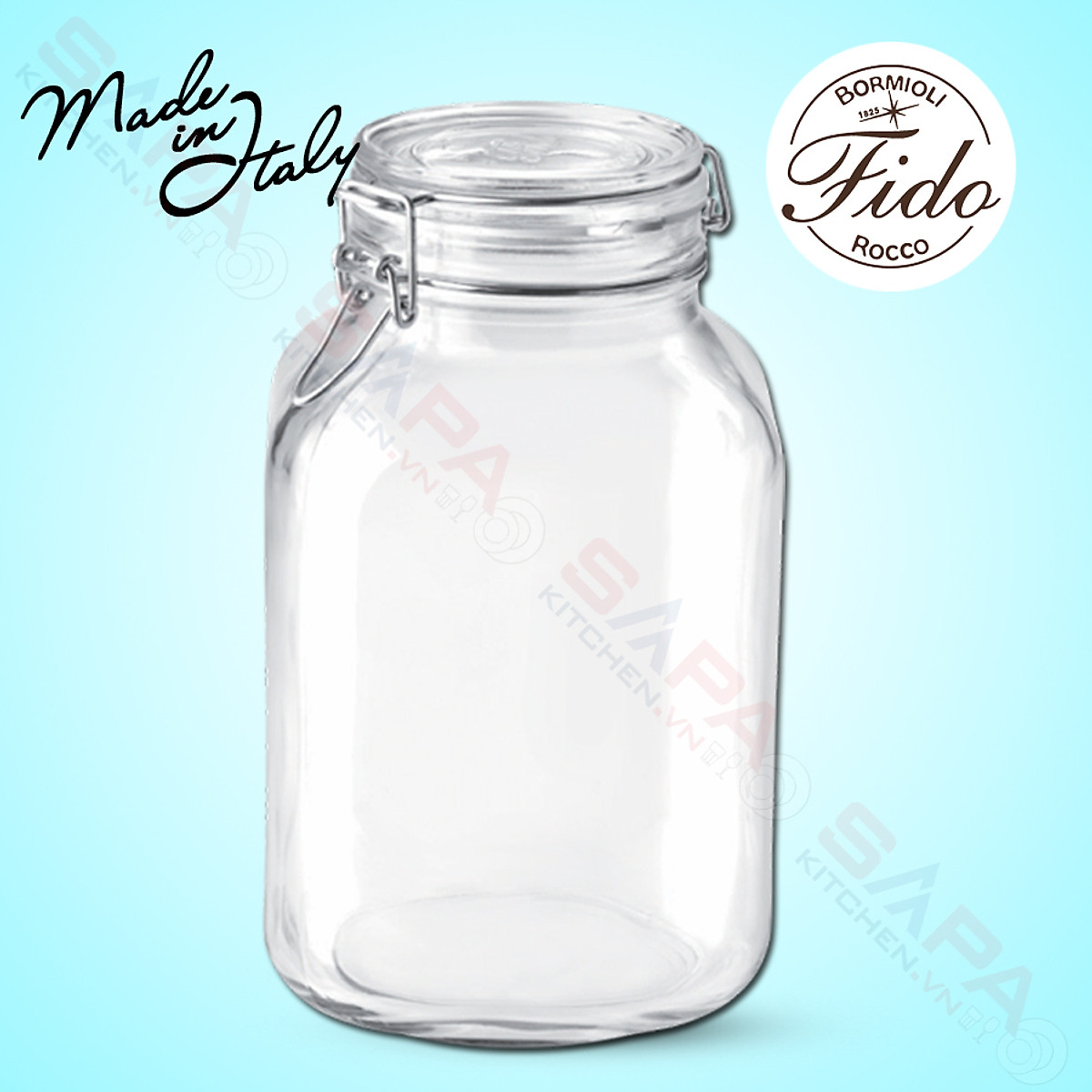 Hũ Thủy Tinh Nắp Cài Kín Hơi Fido Bormioli Rocco 149250M02321991 (3000ml)