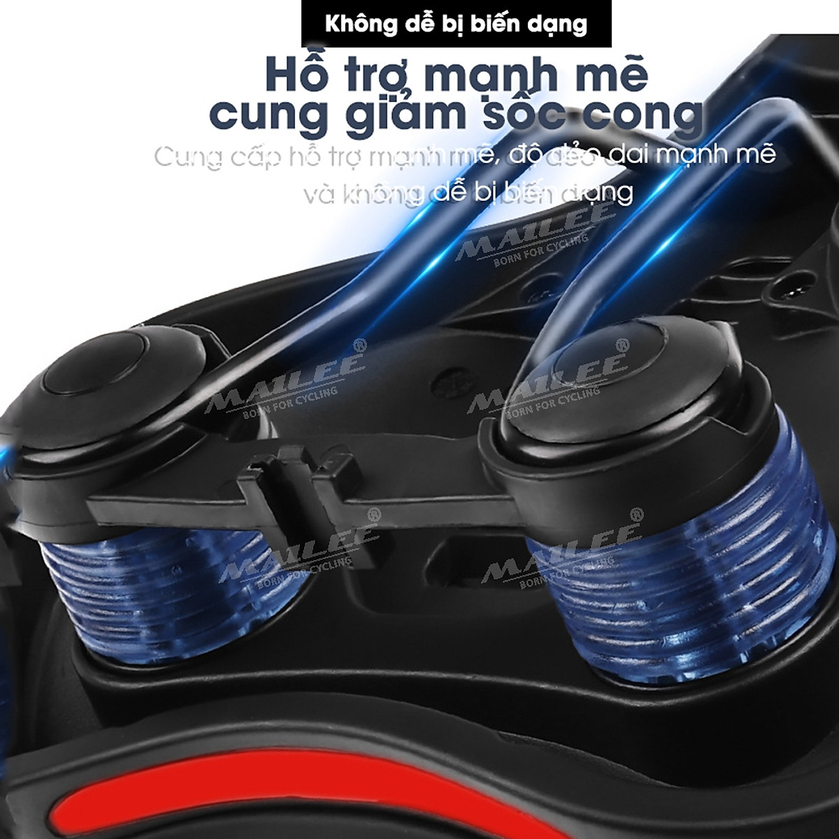 Yên BÉO Xe Đạp ESL-01 Mút Chống Sốc Dày Thoải Mái với bọc da PU, Giảm Chấn Bóng lò xo, khung cong kim loại chắc chắn cho xe đạp MTB, xe thể thao, có khe trượt lắp đèn, 2 cách lắp đặt - Mai Lee