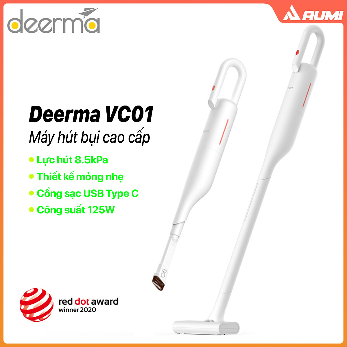 Máy hút bụi cầm tay không dây cao cấp Xiaomi Deerma VC01 ( hàng nhập khẩu )