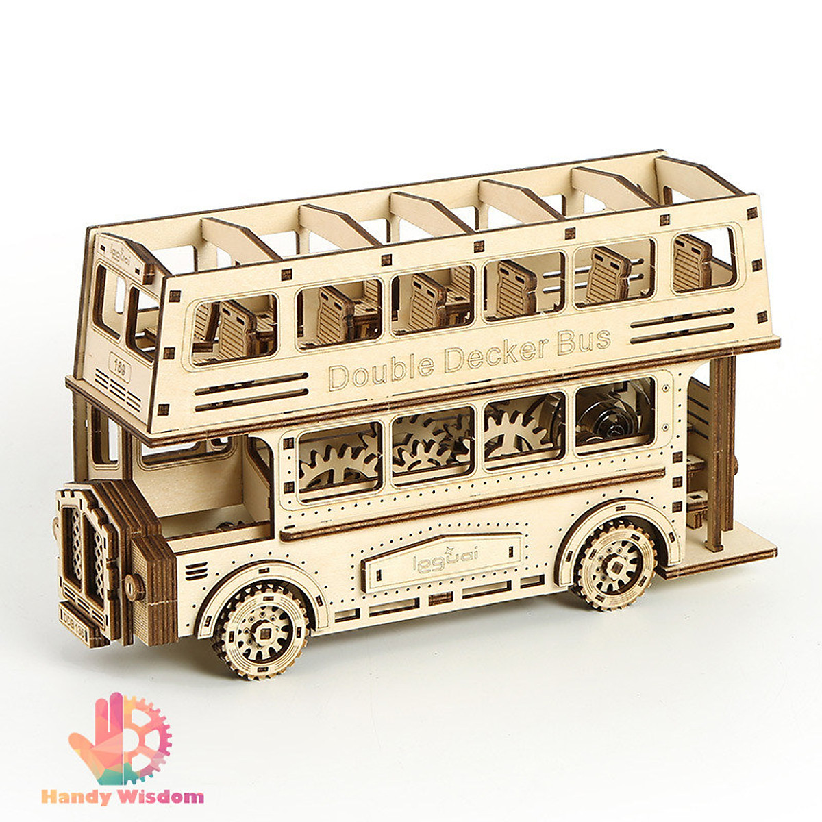 Mô hình gỗ chuyển động - Xe buýt 2 tầng - Doubled decker bus