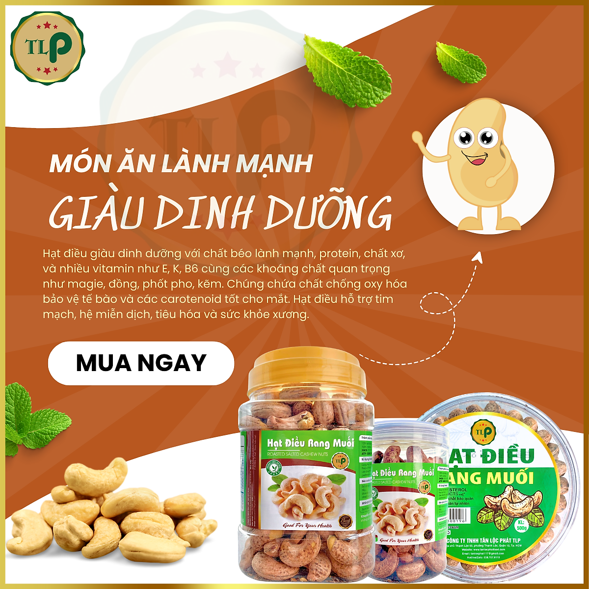 HẠT ĐIỀU RANG MUỐI XẾP HOA TÂN LỘC PHÁT THƠM NGON BÉO BÙI
