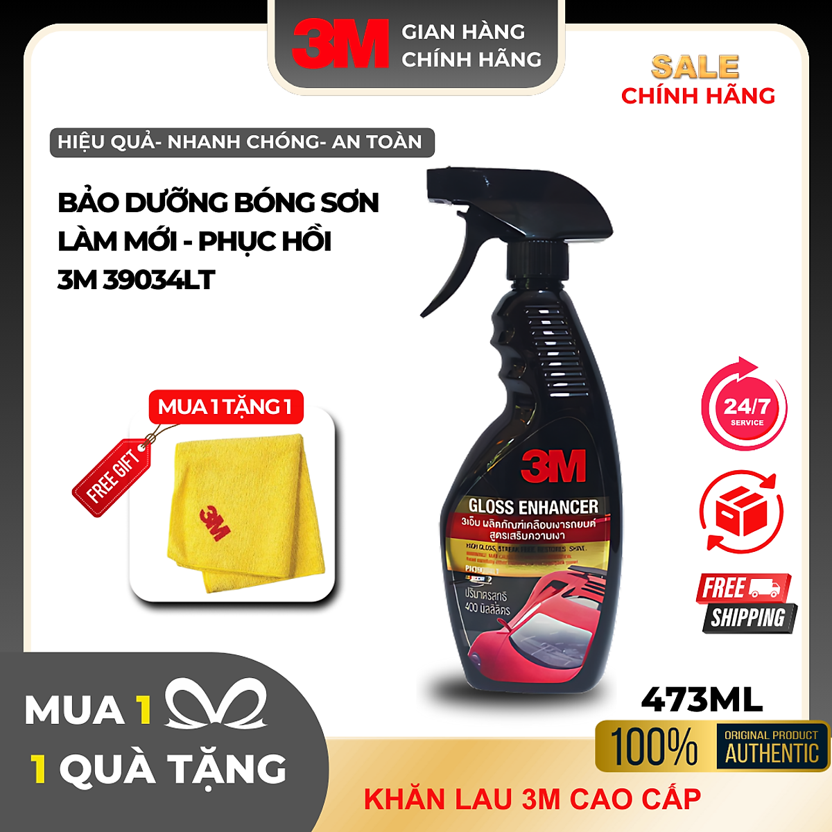 Chai Xịt Đánh Bóng Nhanh 3M Gloss Enhancer 39034LT (400ml)