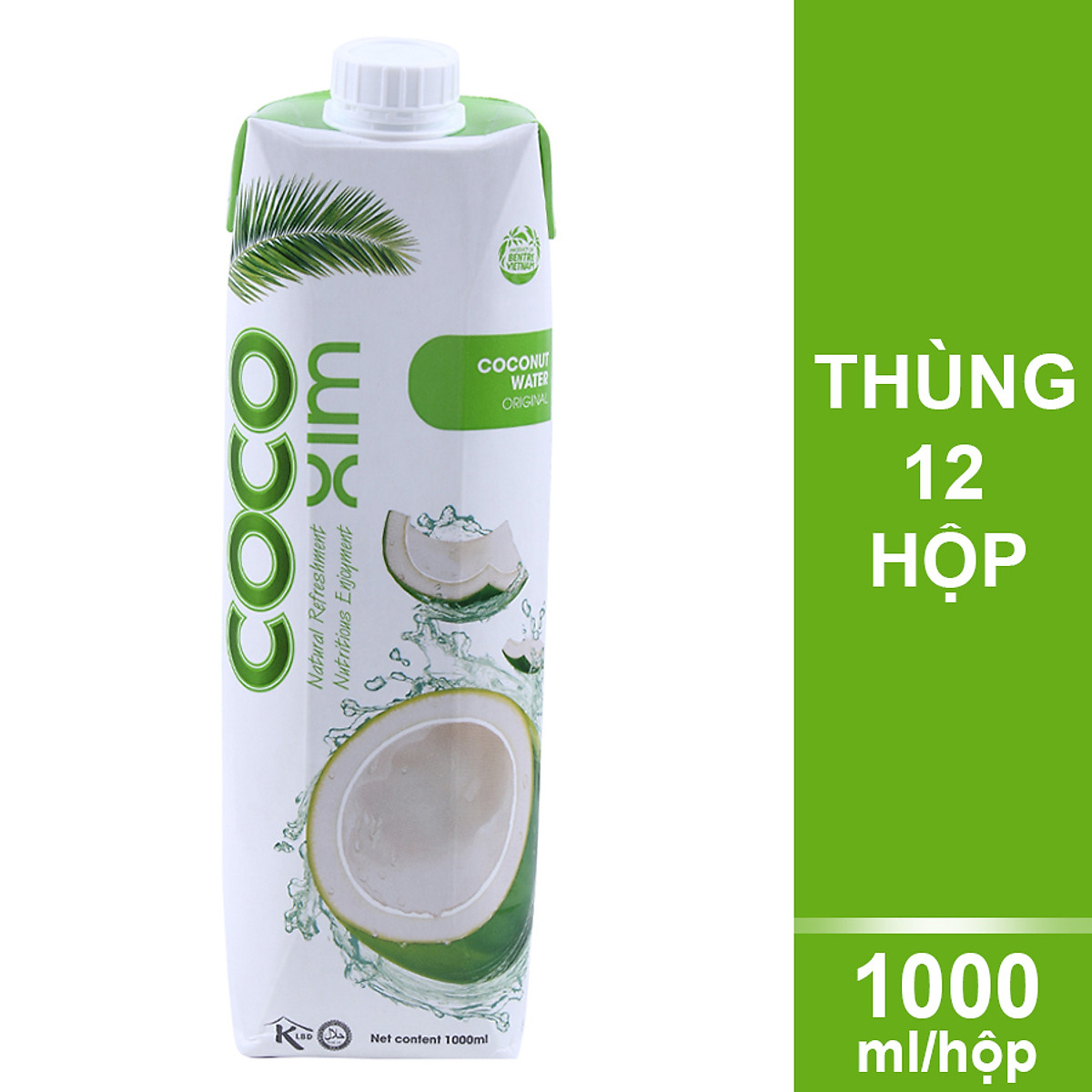 Thùng 12 Hộp Nước Dừa Cocoxim Xanh (1000ml x12 Hộp)