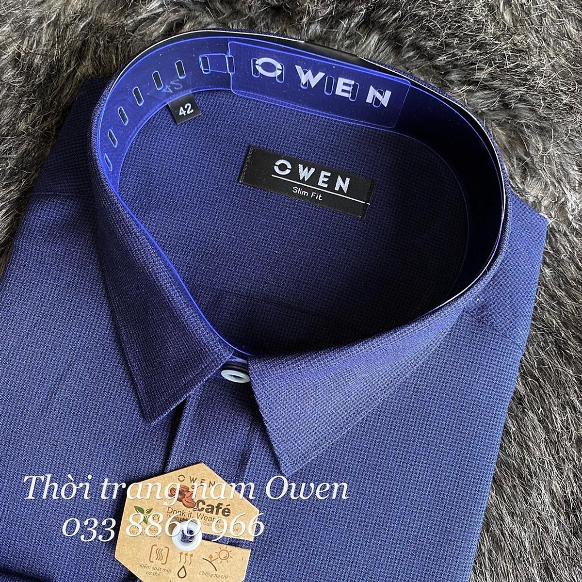 Owen - Áo Sơ Mi Dài Tay Owen Slimfit Chất Cafe Không Nhăn Màu Xanh Tím Than