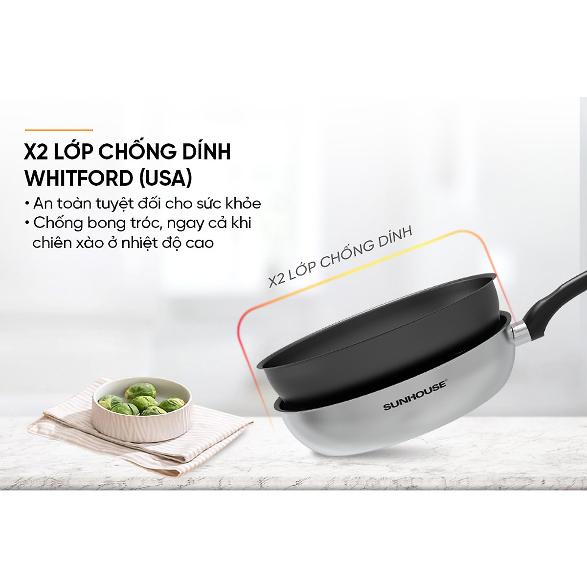 Chảo Inox Nguyên Khối Sunhouse Desire DE2M