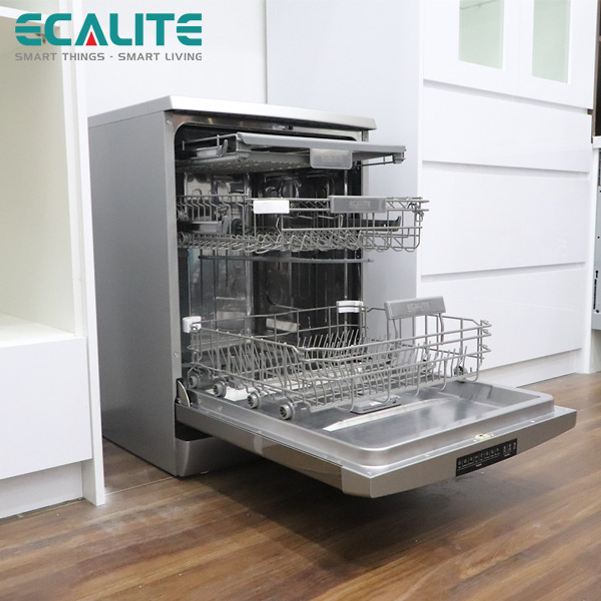Máy Rửa Chén Độc Lập Ecalite EDW-SMS6015AS - 14 Bộ - 8 Chương Trình Rửa - Tự Động Hé Cửa - Hàng Chính Hãng