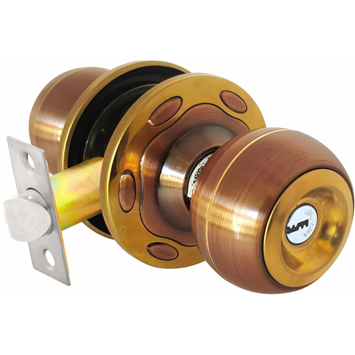 Ổ khóa cửa tay nắm tròn Việt Tiệp 04213 cò dài / cò ngắn, chất liệu inox màu nâu vàng dành cho các loại cửa thông phòng