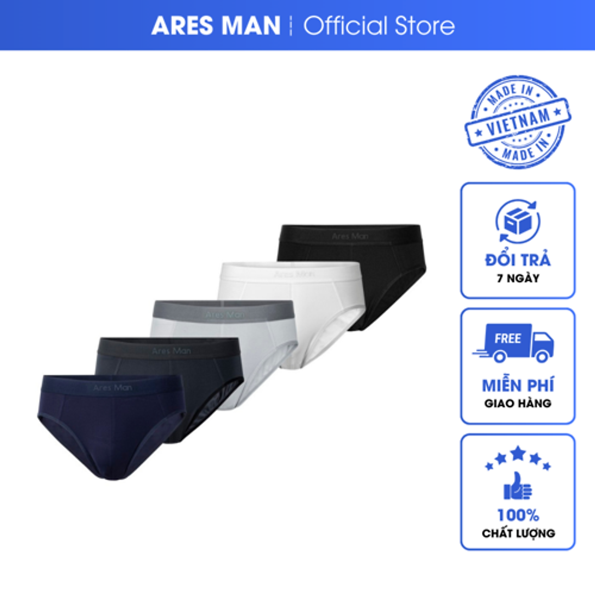Combo quần lót nam, quần sịp nam chất thun lạnh kháng khuẩn co giãn 4 chiều phong cách nam tính - Ares Man