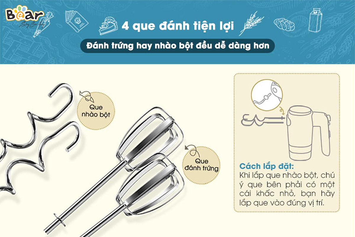 Máy Đánh Trứng BEAR DDQ-B02L1 (HM-B01V1) - Hàng Chính Hãng
