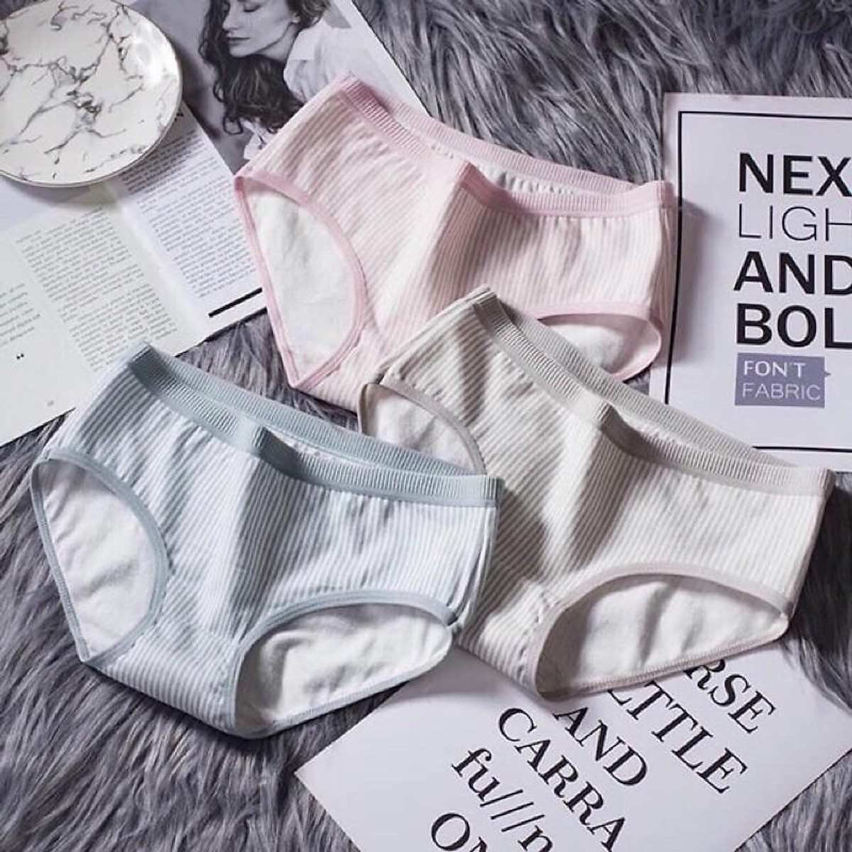 Quần Lót Nữ Cotton Kẻ Sọc Basic 031 Kháng Khuẩn