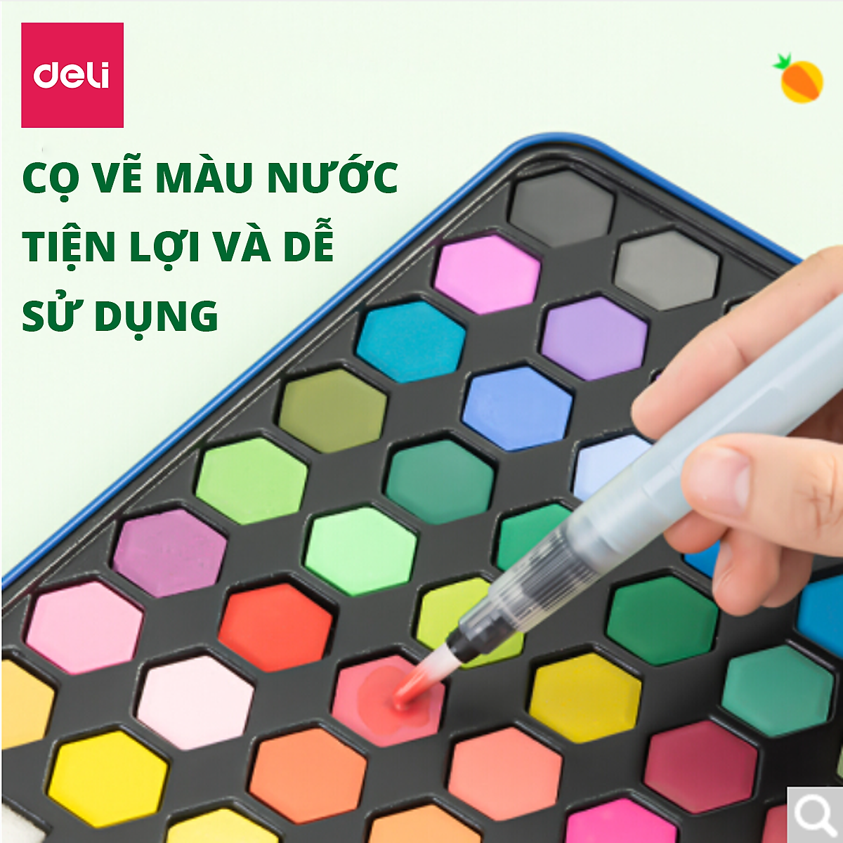 Bộ Màu Nước Nén Water Color Cao Cấp 24 36 48 Màu Tặng Bút Lông Nước,