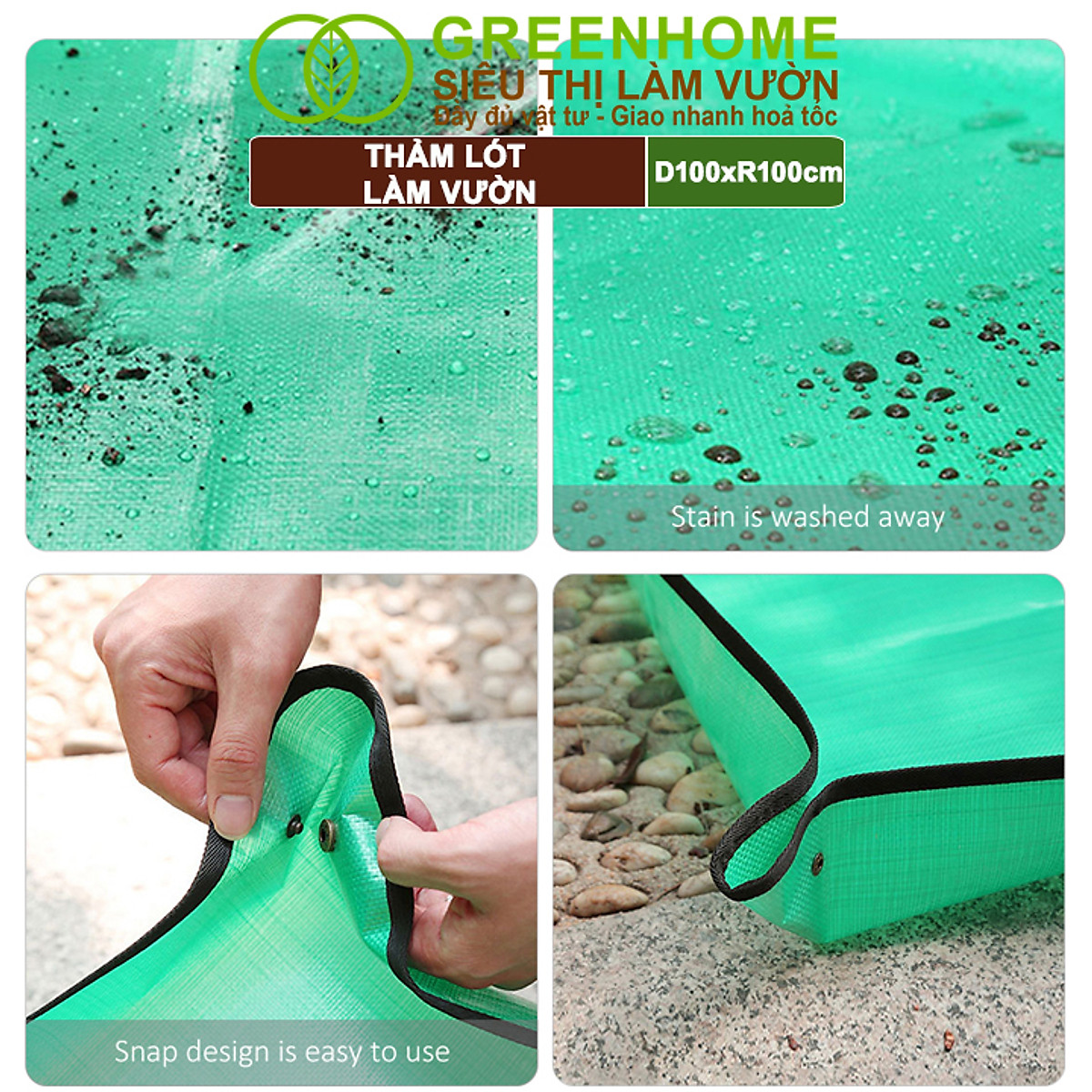 Thảm Lót Làm Vườn Greenhome, D100xR100cm, Trộn Đất, Thay Chậu, Trồng Cây Sạch Sẽ Chống Thấm Nước, Dễ Vệ Sinh, Gấp Gọn
