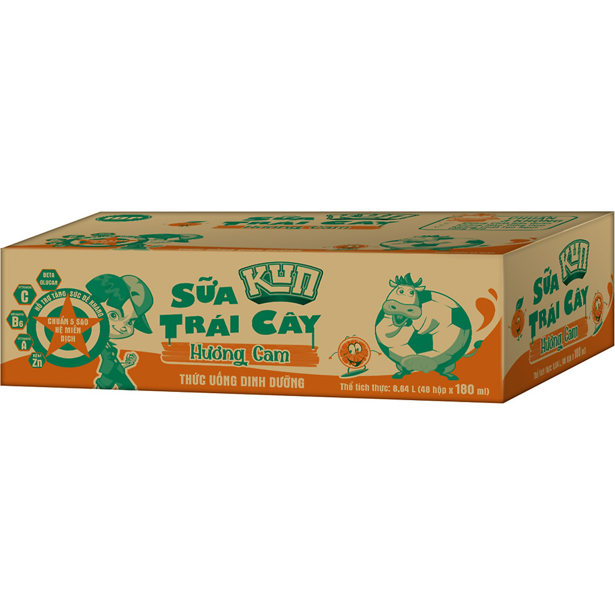 Thùng 48 Hộp Sữa Trái Cây Hương Cam KUN 180ml/hộp ( thẻ cào)