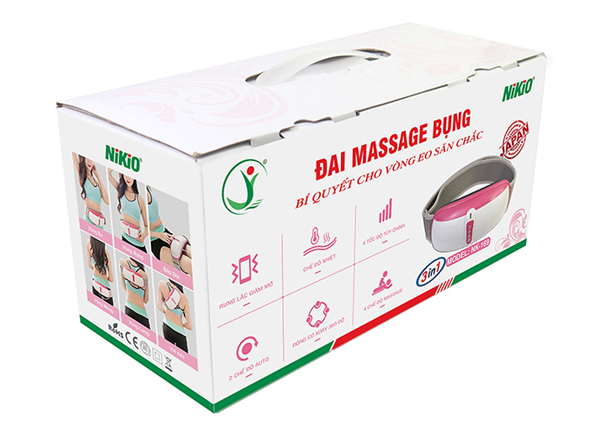 Đai (Máy) Massage Bụng Nikio NK-169AC - Công Nghệ Rung Lắc Kết Hợp Bi Độ Xoay 360 Dây Ấn Thế Hệ Mới, Mát Xa Thư Giãn, Làm Săn Chắc Cơ Bụng Nhanh - Vỏ Nhựa Bền Bĩ
