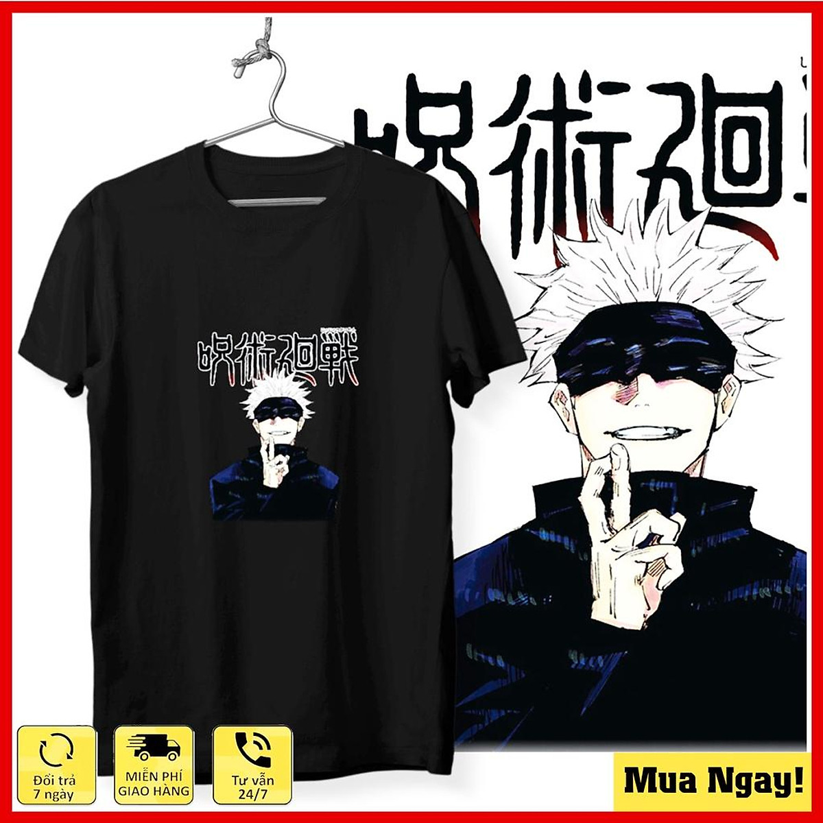 Áo thun Jujutsu Kaisen - Gojo Satoru, Áo Anime cool cực ngầu, siêu chất, giá tận xưởng Áo thun Jujutsu Kaisen - Gojo Satoru, Áo Anime cool cực ngầu, siêu chất, giá tận xưởng