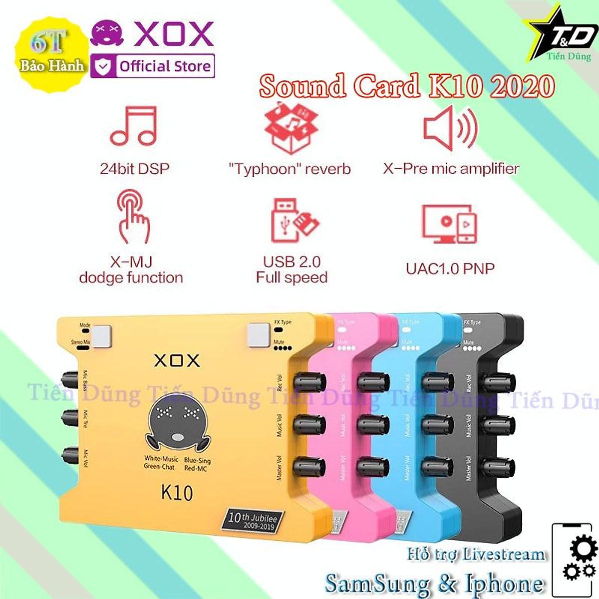 Mic thu âm AQ220 Sound Card XOX K10 2020 chân màng bộ livestream sound card xox k10 2020 phiên