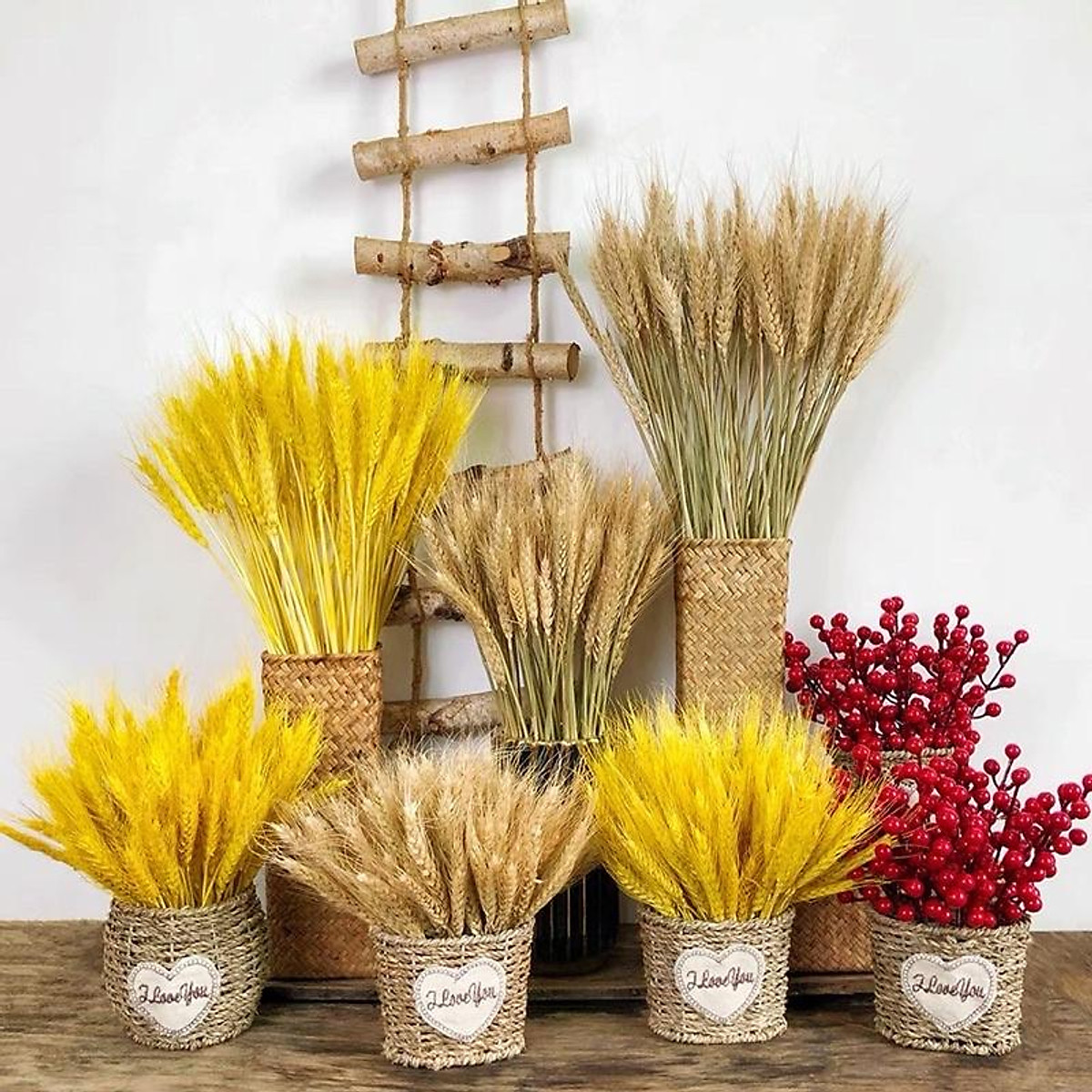Bông lúa mì màu vàng hoa giả tự nhiên/đạo cụ chụp ảnh