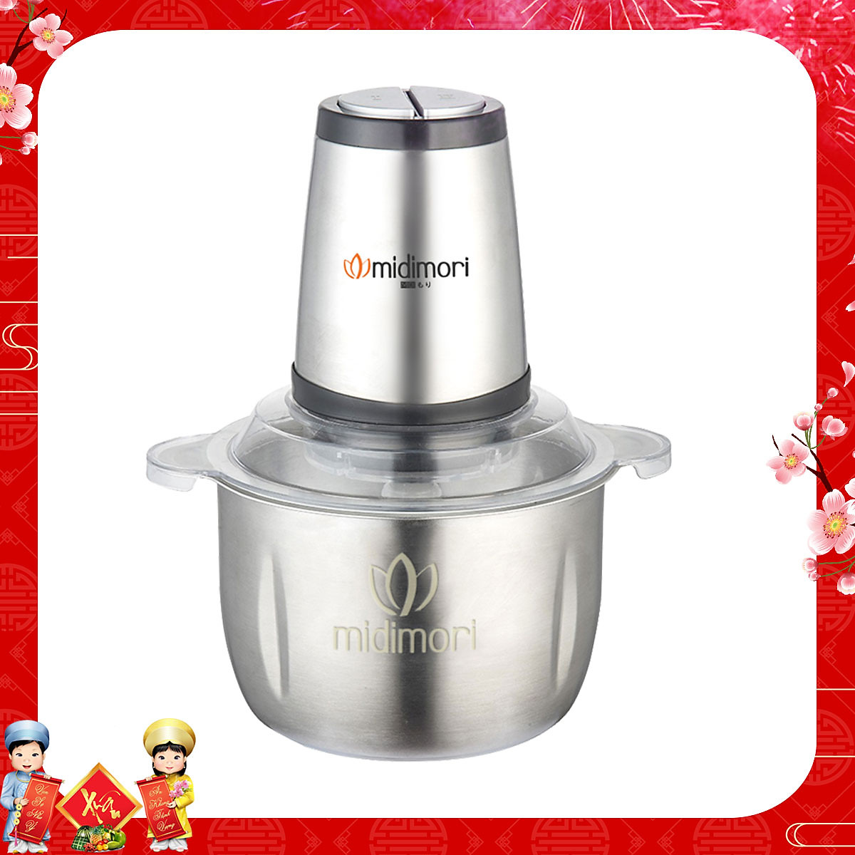 Máy Xay Thịt Cối Inox 3 Lít Midimori (800W) - Hàng Chính Hãng