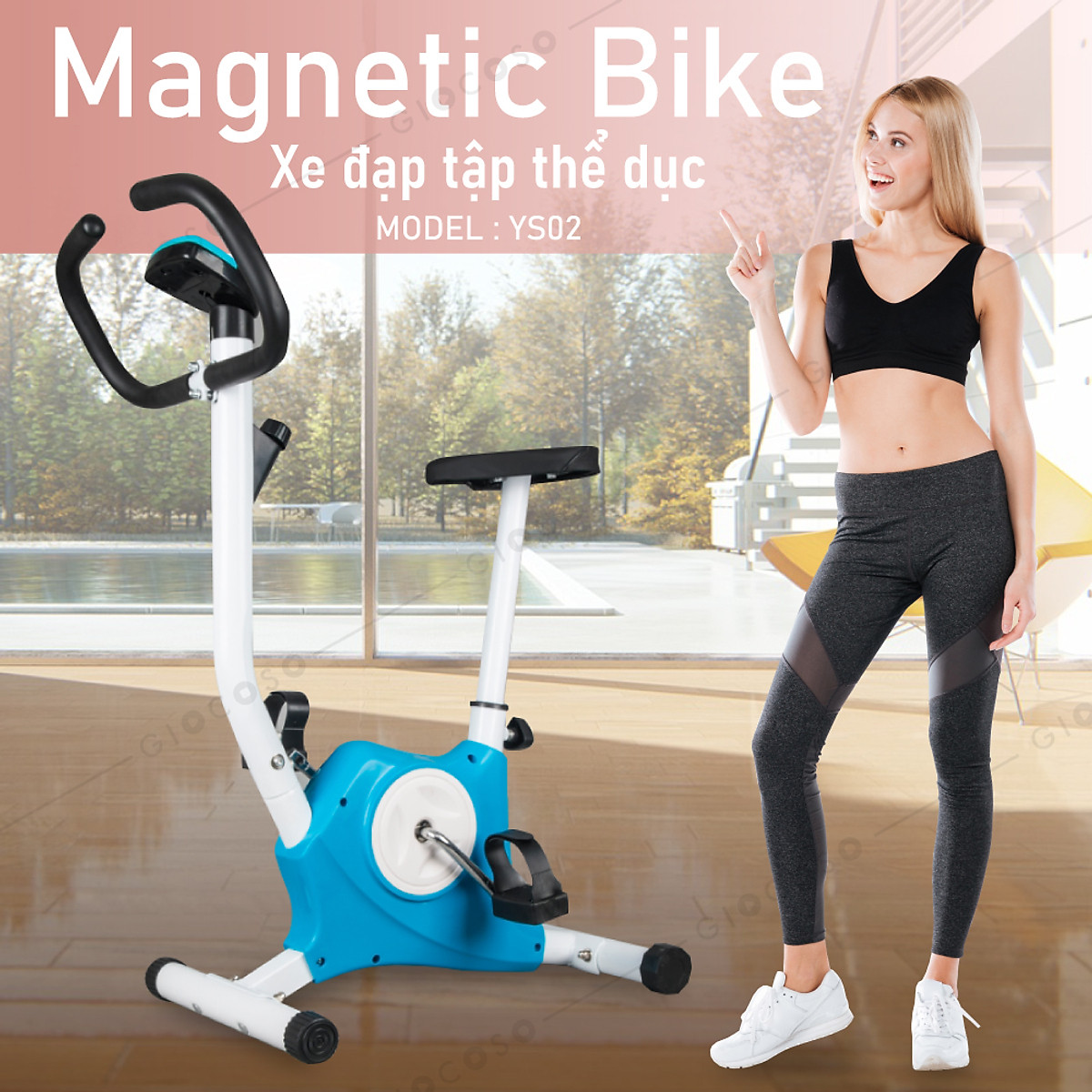 Bg Xe đạp tập thể dục trong nhà Mẫu YS02 BLUE mới 2021 (hàng nhập khẩu)