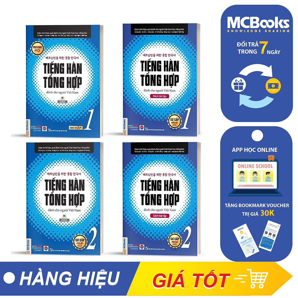 Combo 4 Cuốn Tiếng Hàn Tổng Hợp Sơ Cấp 1 Và 2 Bản Đen Trắng - Học Kèm App Và Khóa Học Online | Mcbooks Sài Gòn | Tiki