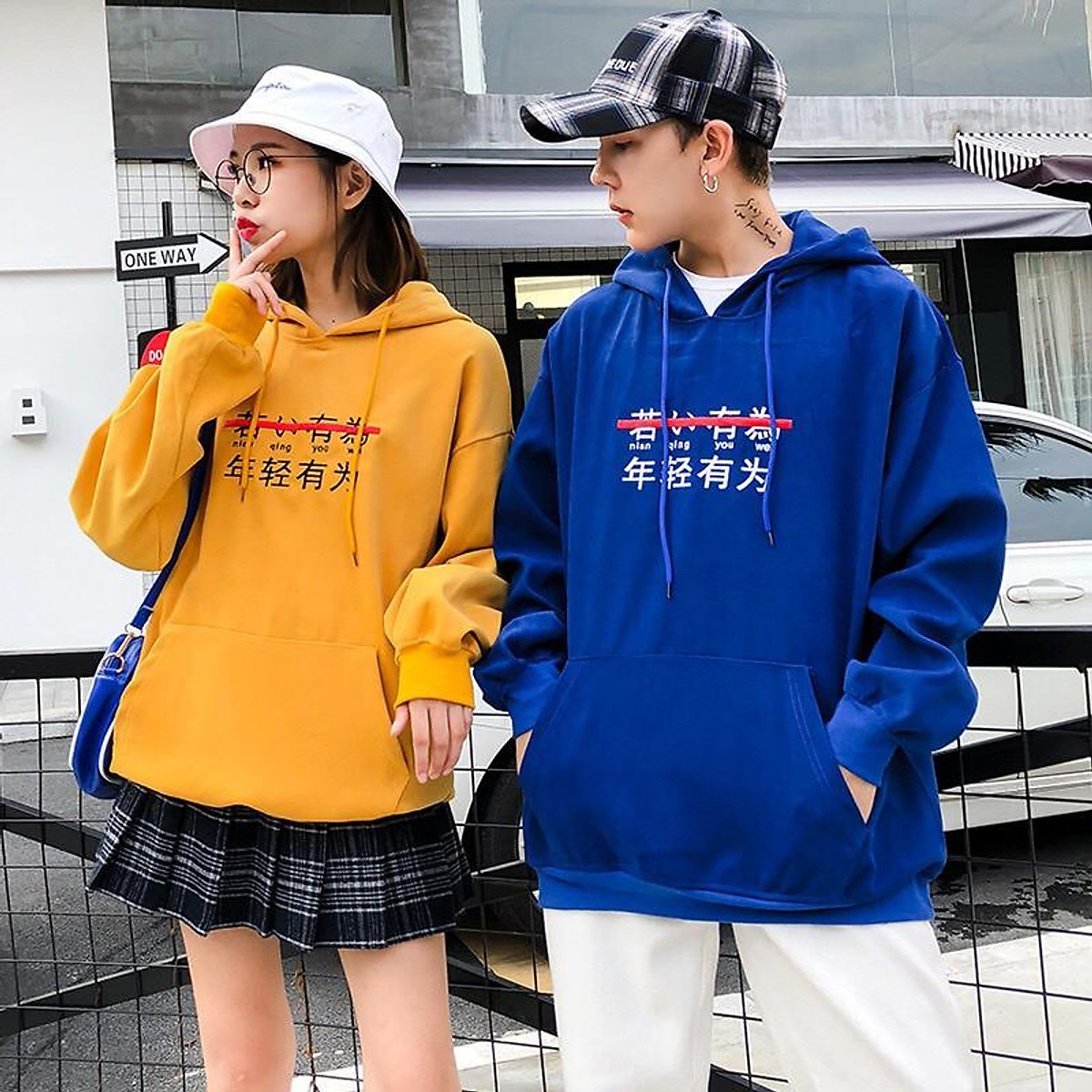 Áo khoác Hoodie Nỉ Bông Thêu Tiếng Trung Gạch Form Unisex Nam Nữ Mặc Đẹp Cực Xinh Ulzzang KUN