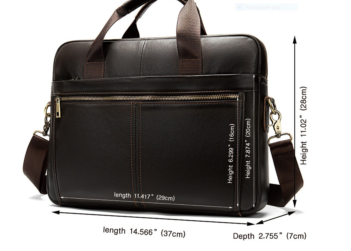 Túi xách nam da bò thật cao cấp phong cách mới 15,6"