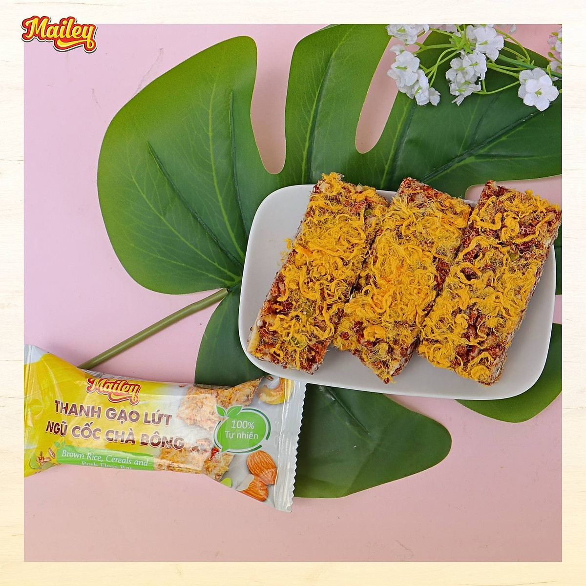 Thanh gạo lứt ngũ cốc chà bông/rong biển mix hạt Mailey Hộp 120g - Bánh gạo lứt ăn kiêng hỗ trợ giảm cân