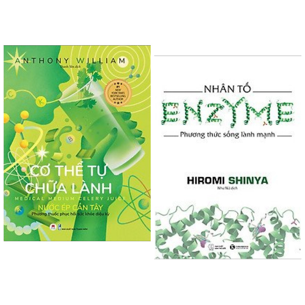 Combo 2 cuốn: Cơ Thể Tự Chữa Lành: Nước Ép Cần Tây + Nhân Tố Enzyme - Phương Thức Sống Lành Mạnh / Bộ sách giúp tăng cường sức khỏe