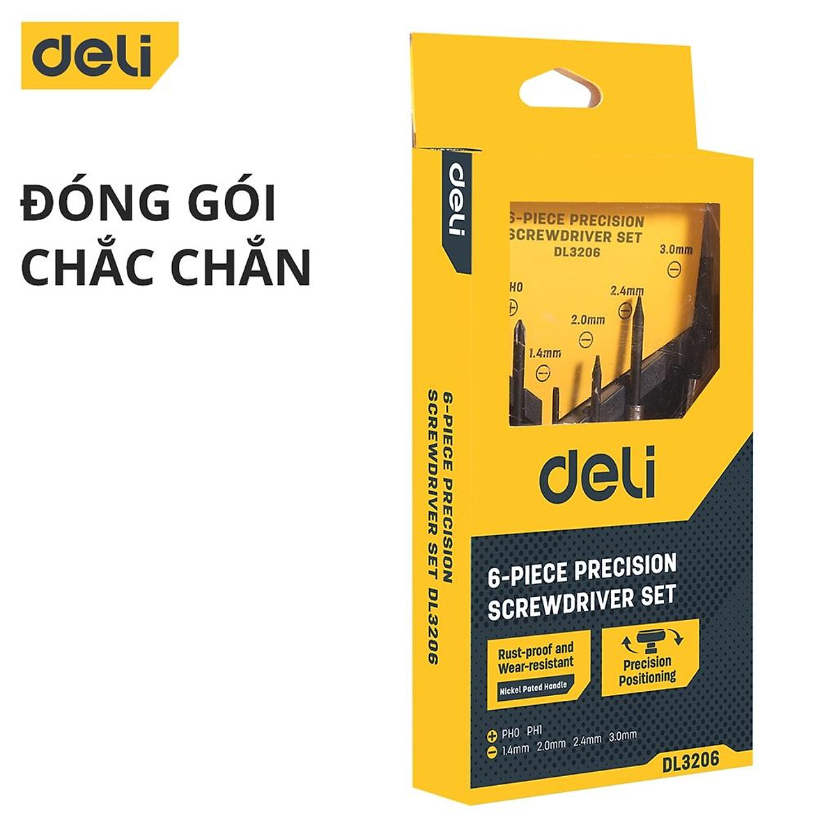 Bộ Tua Vít Đa Năng 6 Chiếc Deli Cao Cấp Chính Hãng - Nhỏ Gọn, Tiện Ích, Dễ Dàng Sử Dụng - Thiết Thể Đẹp Mắt - EDL3206