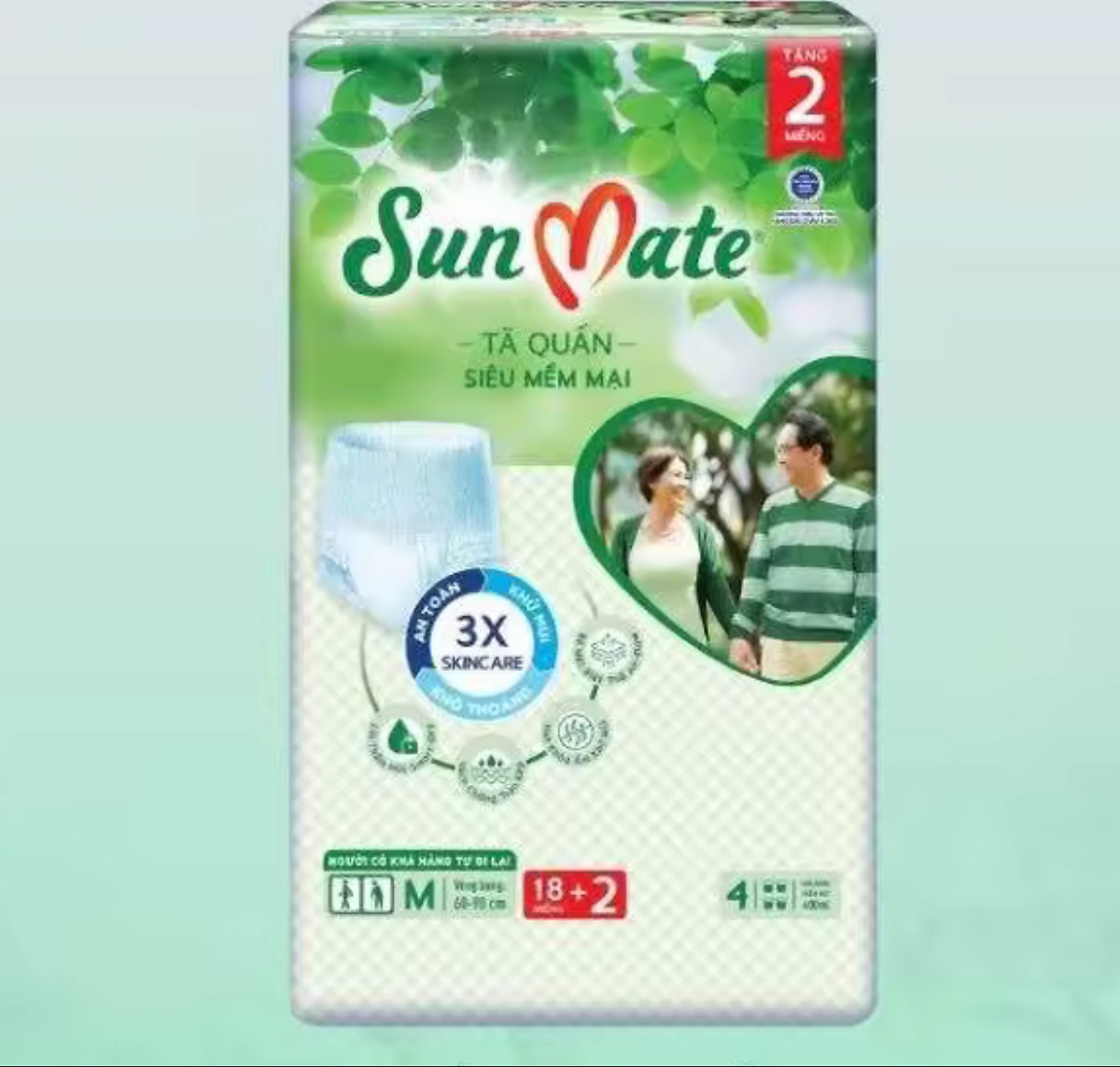 Tặng Thêm 2 Miếng- Tã Quần Sunmate M18 Siêu Mềm Mại -HSD Luôn Mới