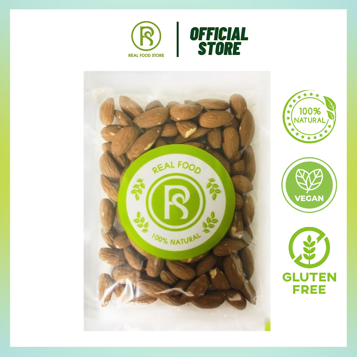 Hạt Hạnh Nhân Tươi Real Food (Almond) - 2kg/500g/100g