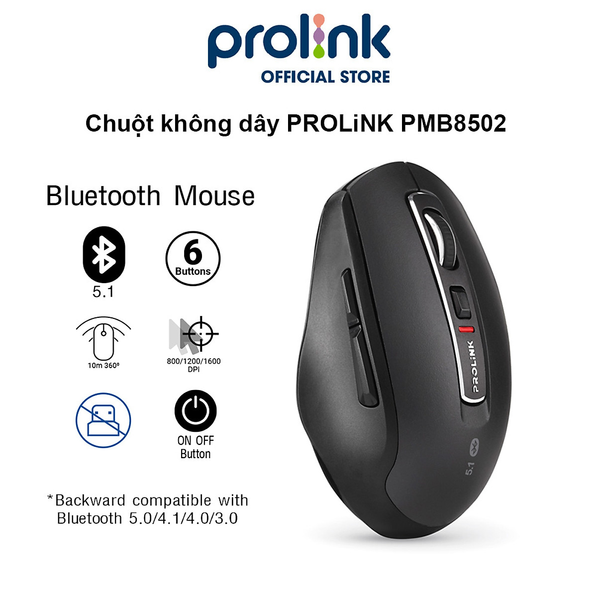 Chuột không dây PROLiNK PMB8502 cao cấp, tiết kiệm pin , chơi game, văn phòng dùng cho PC, Macbook, Laptop