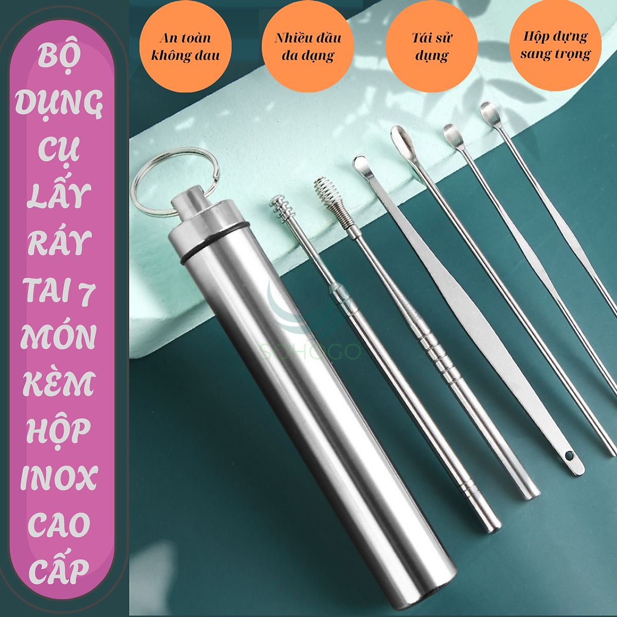 Bộ dụng cụ lấy ráy tai inox cao cấp- Bộ ngoáy tai y tế inox 304- Dụng cụ lấy ráy tai chuyên nghiệp- Bộ vệ sinh tai không đau, an toàn- Bộ dụng cụ ngoáy tai chống gãi rát- Que lấy ráy tai đa năng bằng thép không gỉ