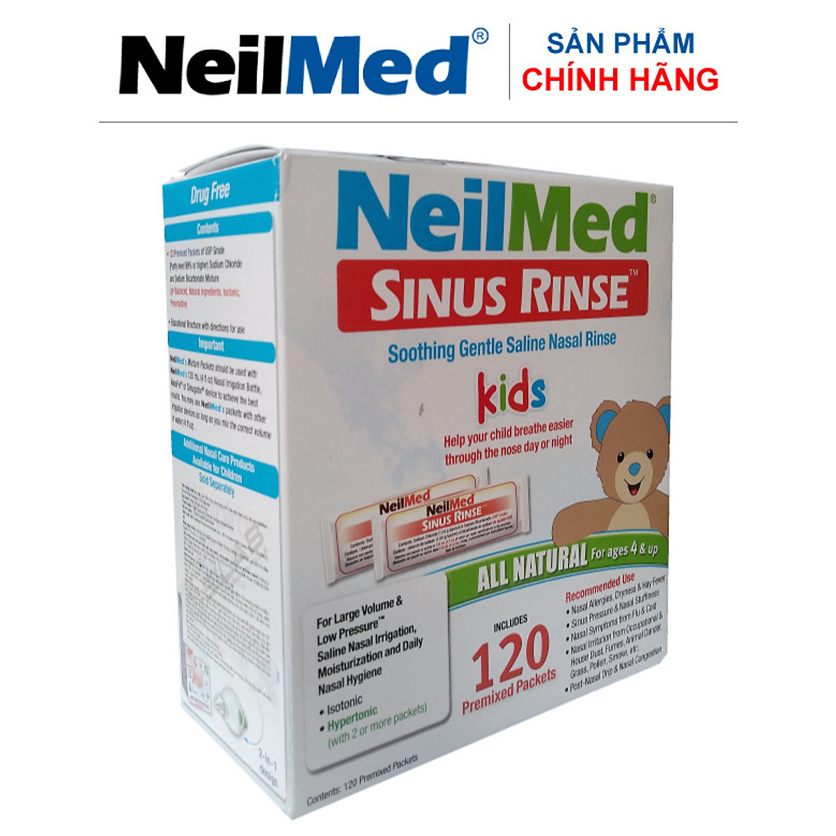 Gói Hỗn Hợp Muối Rửa Mũi Xoang Trẻ Em NeilMed SinusRinse Kids Sachets  (Hộp 120 gói)- Xuất xứ Mỹ