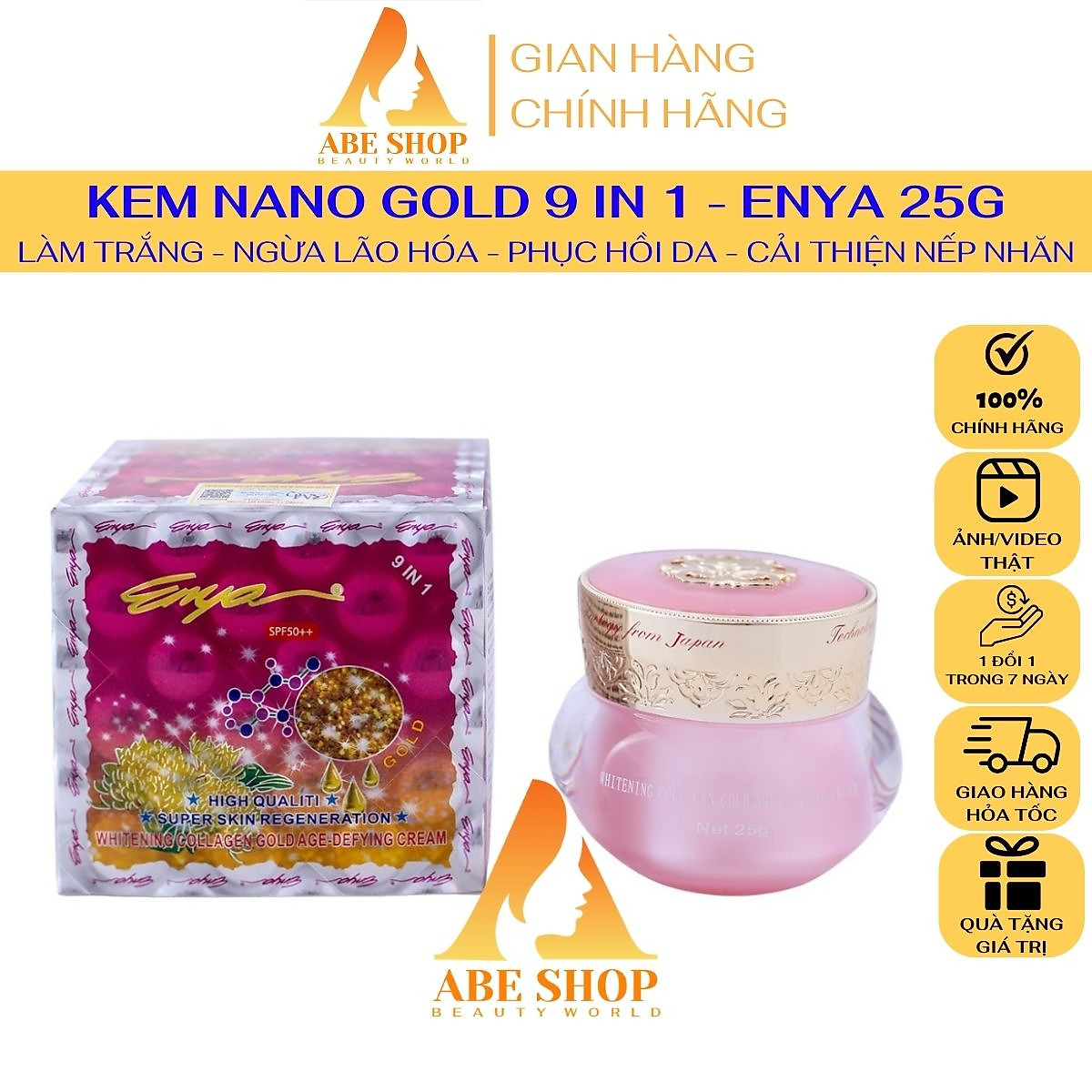 Kem ENYA Vàng Giảm Thâm Nám 25G - ENYA WHITENING COLLAGEN GOLD AGE-DEFYING CREAM