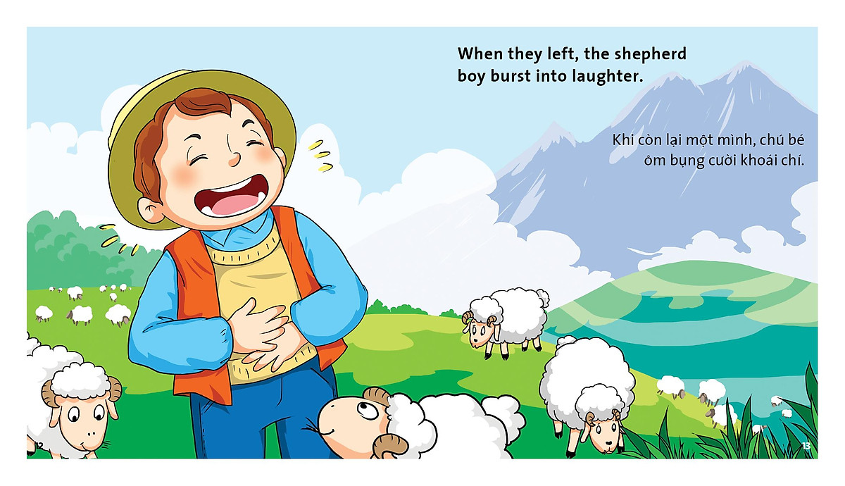 Combo 4 quyển Truyện tranh ngụ ngôn dành cho thiếu nhi ( Song Ngữ Anh - Việt )cò và cáo+ chú bé chăn cừu+ kiến và chim bồ câu+ bộ lông mượn