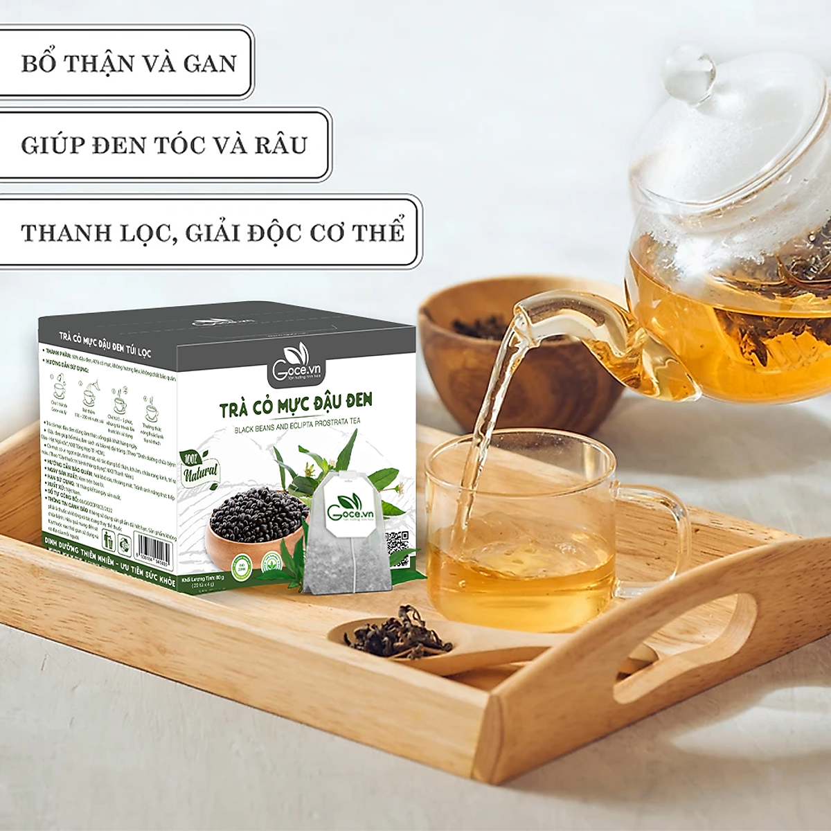 Trà cỏ mực đậu đen túi lọc Goce - Bổ thận mát gan