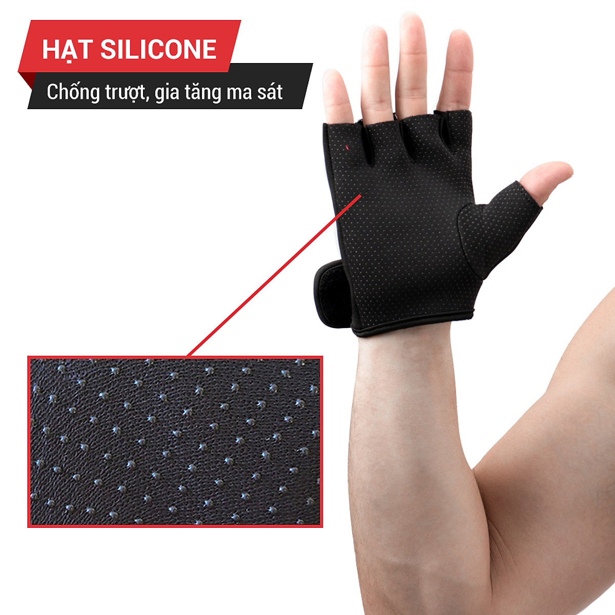 Găng tay hở ngón, bao tay tập gym, tập đu xà nam nữ GoodFit đệm silicone chống trượt, vải đục lỗ thoáng khí GF202G