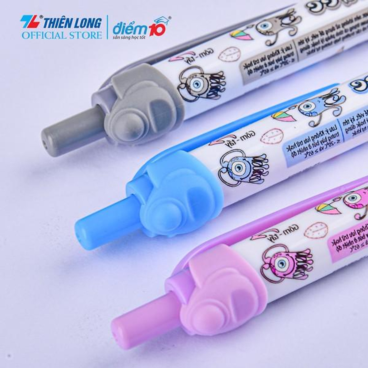 Combo 20 Bút Gel Thiên Long Mondee TP-GELE003 - 3 màu mực Xanh/ Tím/ Đen - Mực Xóa Được