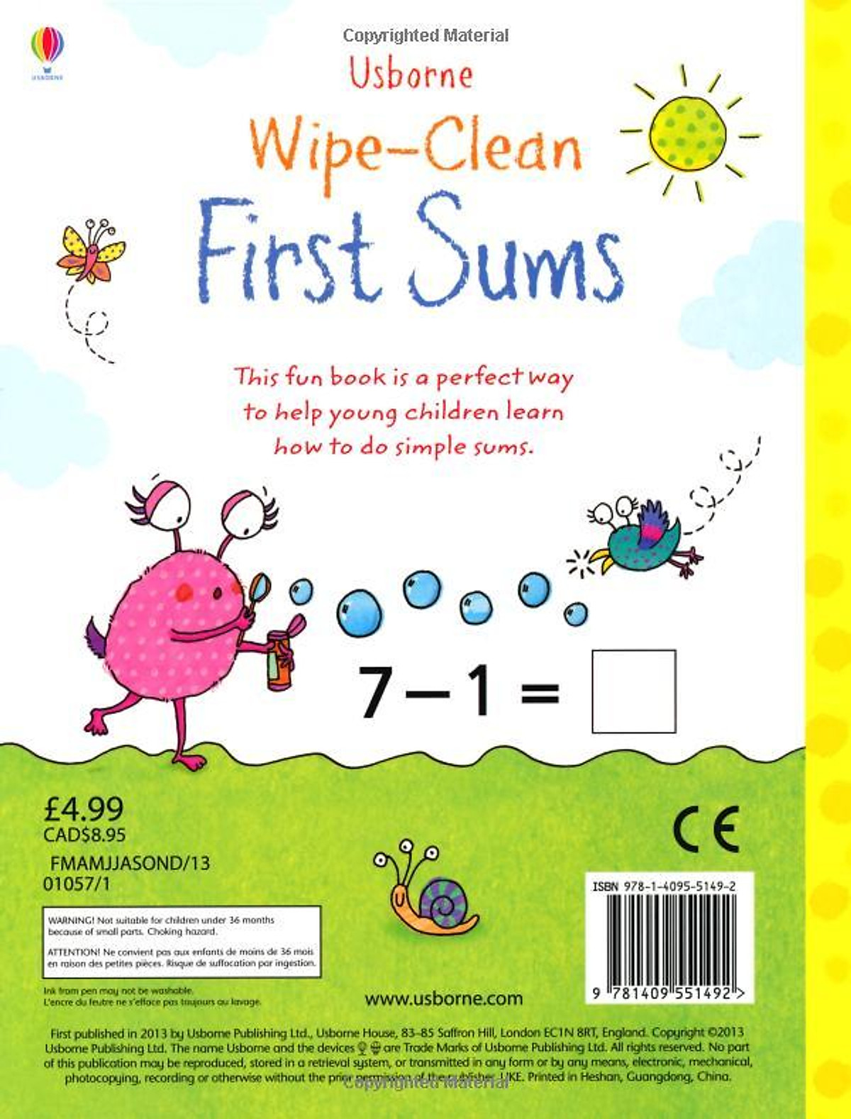 Sách tẩy xóa tiếng Anh - Usborne First Sums