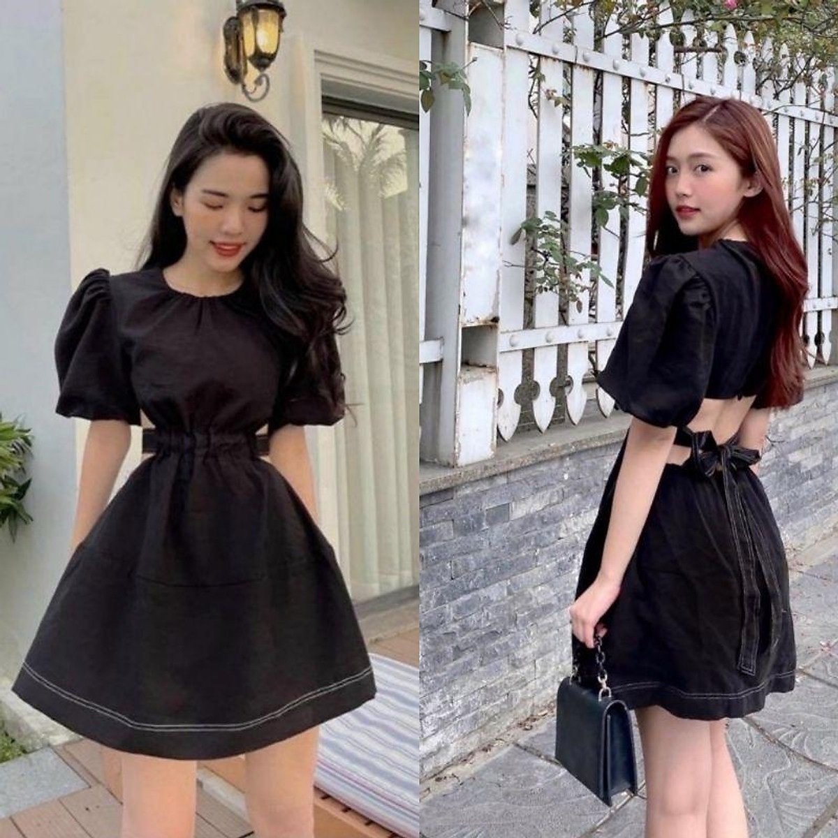 Maxi hở lưng đi biển cột nơ trẻ trung màu vàng  Lami Shop