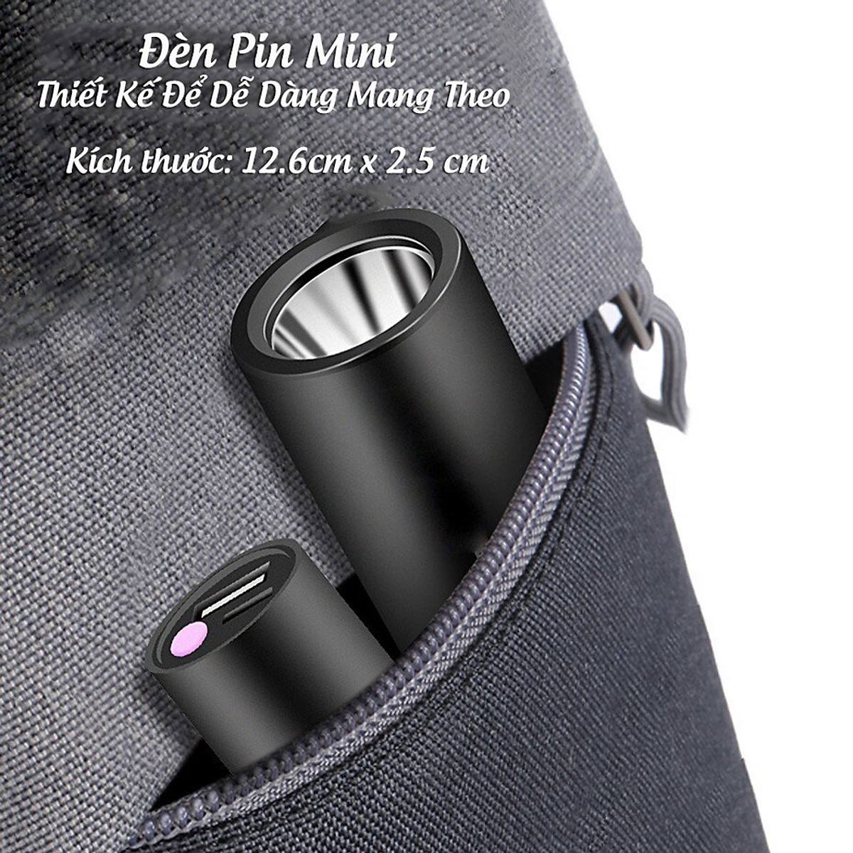Đèn Pin Led Siêu Sáng Mini Có Sạc USB Có Hỗ Trợ Sạc Dự Phòng Lại Cho Điện Thoại Khẩn Cấp - Hàng Chính Hãng