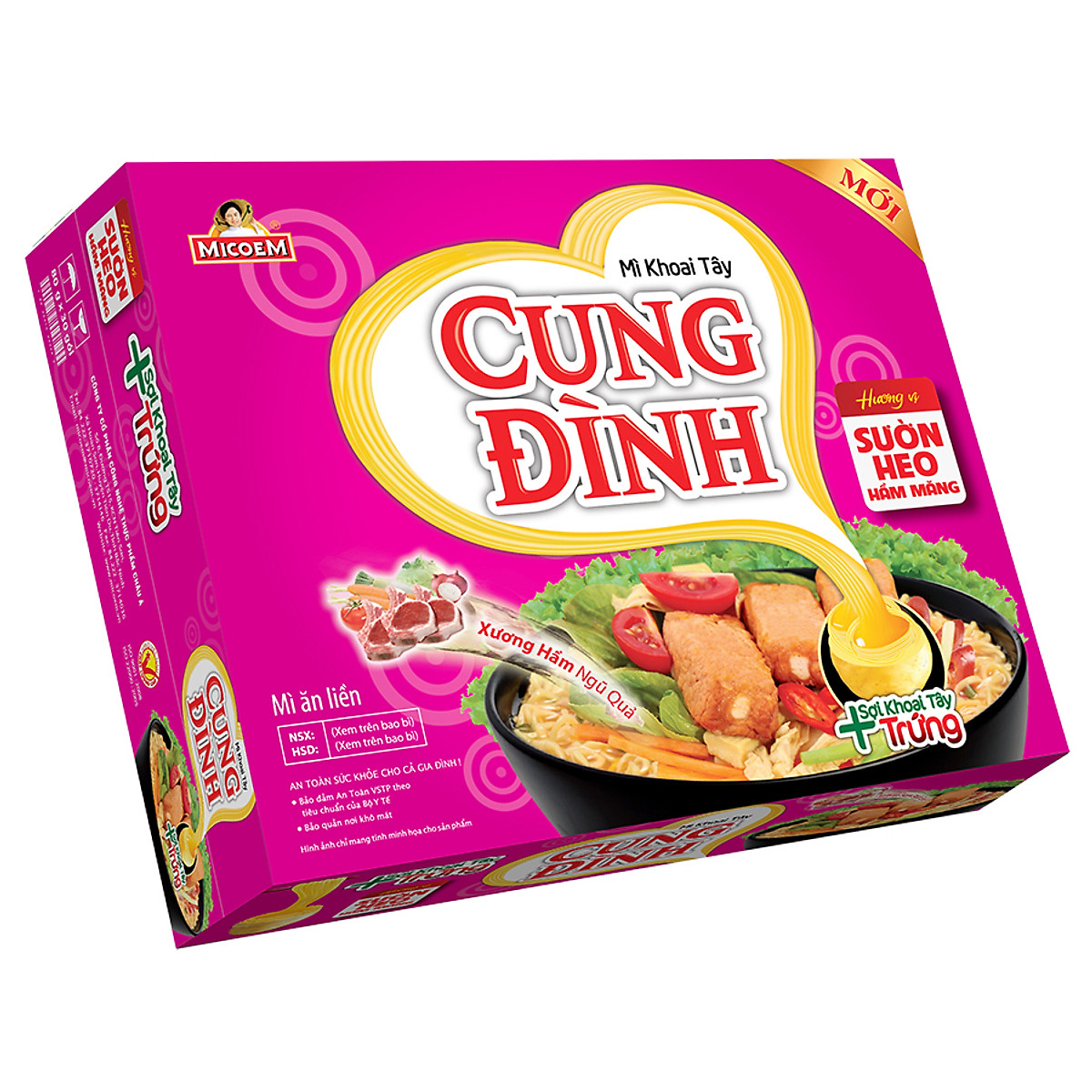Thùng 30 Gói Mì Khoai Tây Cung Đình Hương Vị Sườn Hầm Ngũ quả