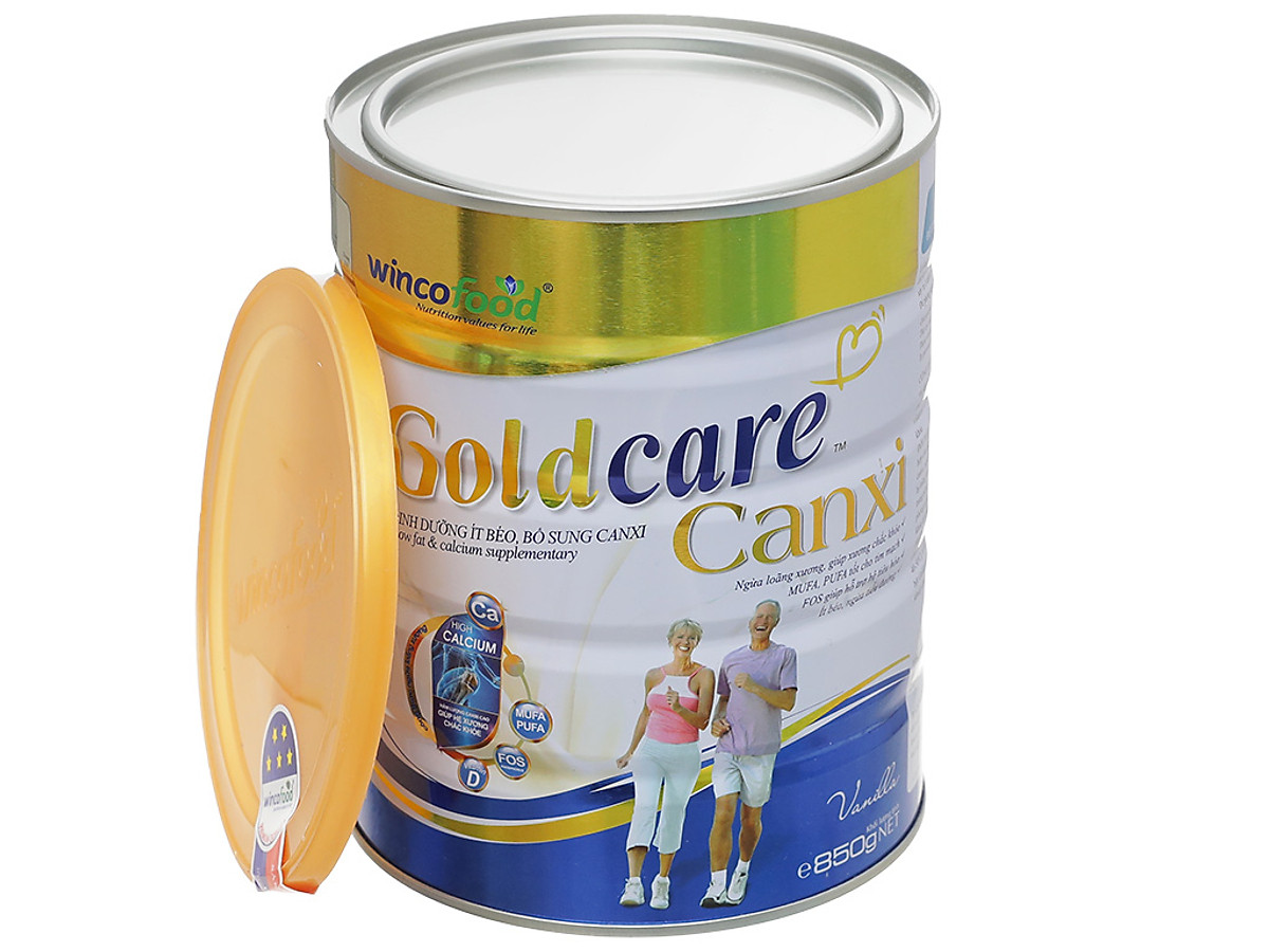 Sữa bột Wincofood GoldCare Canxi : bổ sung canxi giúp xương chắc khỏe, MUFA, PUFA tốt cho tim mạch, phù hợp cho người từ 30 tuổi trở lên.