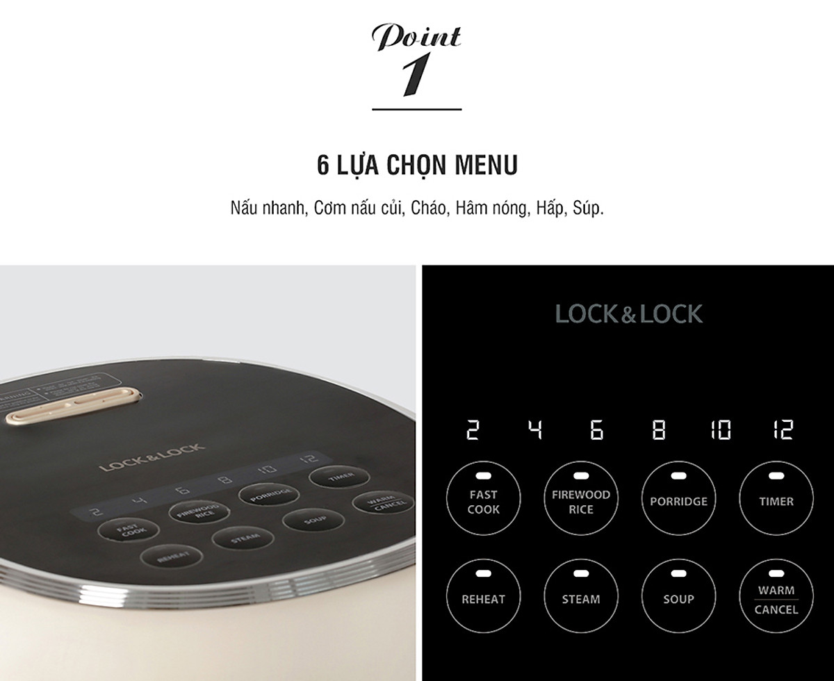 Nồi Cơm Điện Lock&Lock EJR716IVY 0.8L - Hàng Chính Hãng